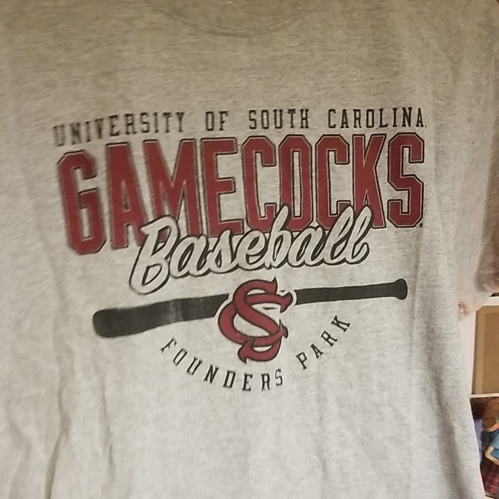 Champion Gray and Red Short Sleeve Tee with Bold Design